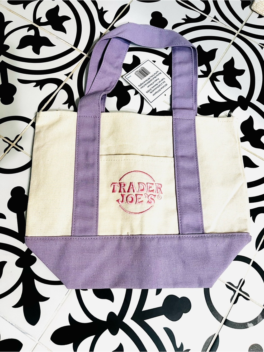 Trader Joe’s Mini Lavender and Cream Canvas Tote